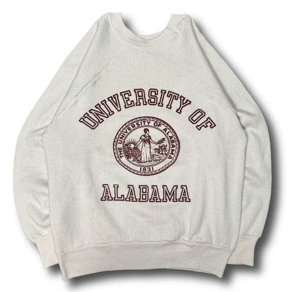 NCAA University of Alabama 80s Vintage White College Crewneck - Picture 1 of 7